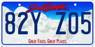 SD license plate 82YZ05