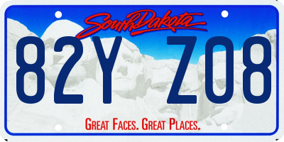SD license plate 82YZ08