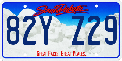 SD license plate 82YZ29