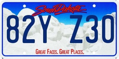 SD license plate 82YZ30