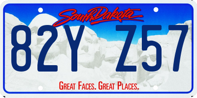 SD license plate 82YZ57