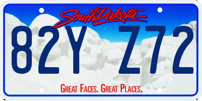 SD license plate 82YZ72