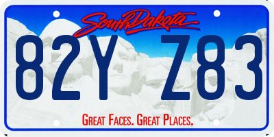 SD license plate 82YZ83
