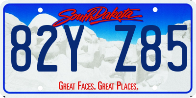 SD license plate 82YZ85