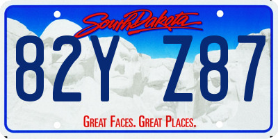 SD license plate 82YZ87