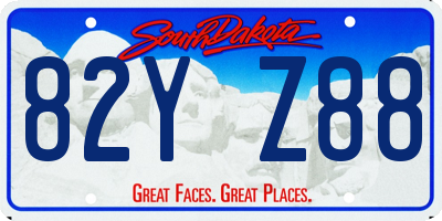 SD license plate 82YZ88