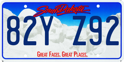 SD license plate 82YZ92