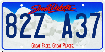 SD license plate 82ZA37
