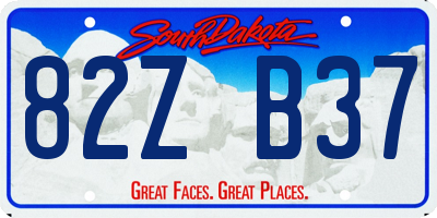SD license plate 82ZB37