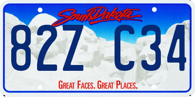 SD license plate 82ZC34