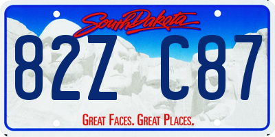 SD license plate 82ZC87