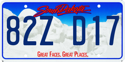 SD license plate 82ZD17