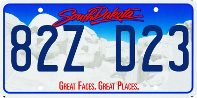 SD license plate 82ZD23