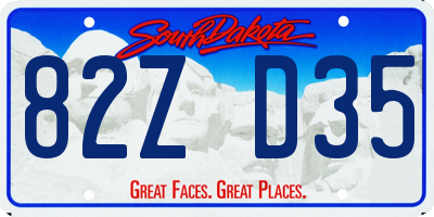 SD license plate 82ZD35