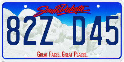 SD license plate 82ZD45