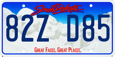 SD license plate 82ZD85