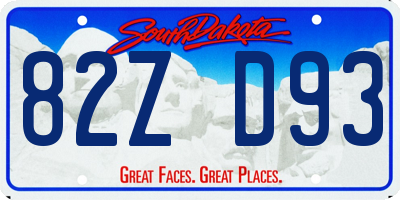 SD license plate 82ZD93