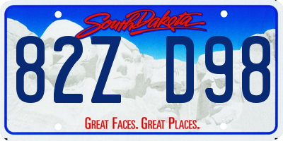 SD license plate 82ZD98