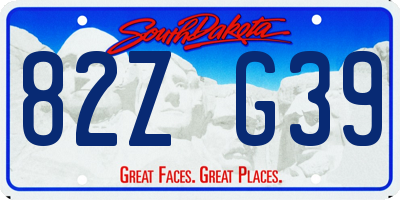SD license plate 82ZG39