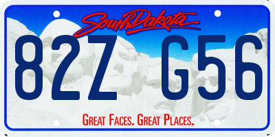 SD license plate 82ZG56