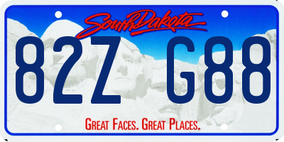 SD license plate 82ZG88