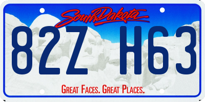 SD license plate 82ZH63