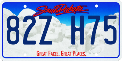 SD license plate 82ZH75