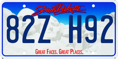 SD license plate 82ZH92