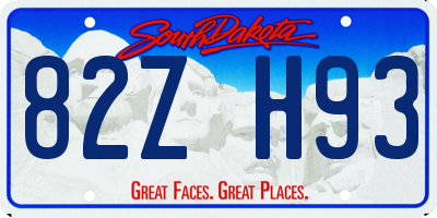 SD license plate 82ZH93