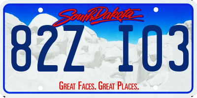 SD license plate 82ZI03