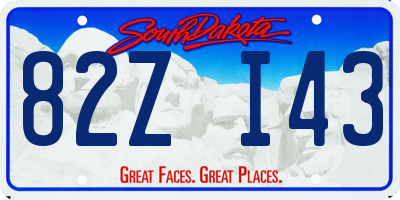 SD license plate 82ZI43