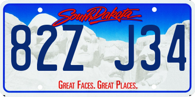 SD license plate 82ZJ34