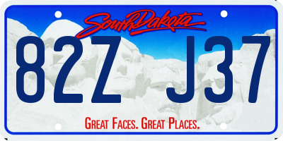 SD license plate 82ZJ37