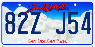 SD license plate 82ZJ54