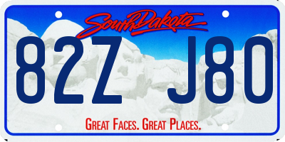 SD license plate 82ZJ80
