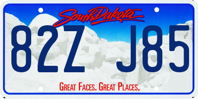 SD license plate 82ZJ85
