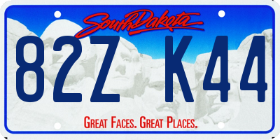 SD license plate 82ZK44