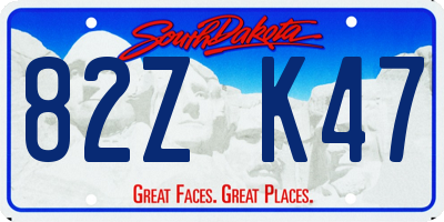 SD license plate 82ZK47