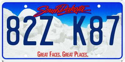 SD license plate 82ZK87