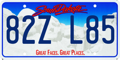 SD license plate 82ZL85