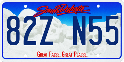 SD license plate 82ZN55