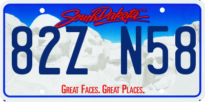 SD license plate 82ZN58