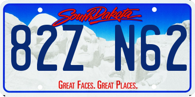 SD license plate 82ZN62