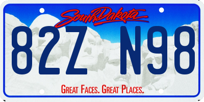 SD license plate 82ZN98