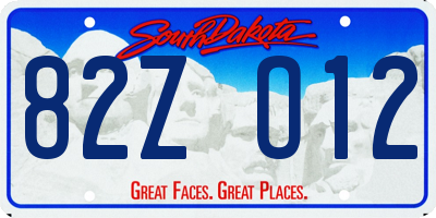 SD license plate 82ZO12