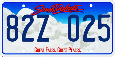 SD license plate 82ZO25