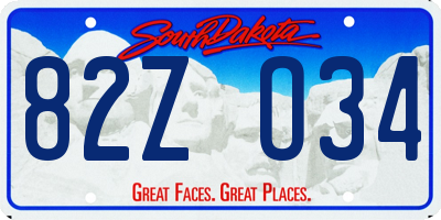 SD license plate 82ZO34