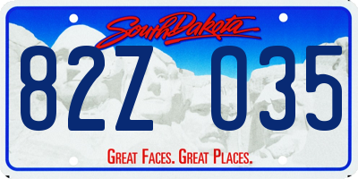 SD license plate 82ZO35
