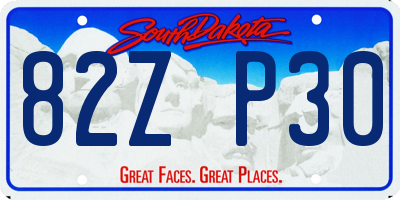 SD license plate 82ZP30