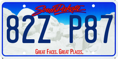 SD license plate 82ZP87
